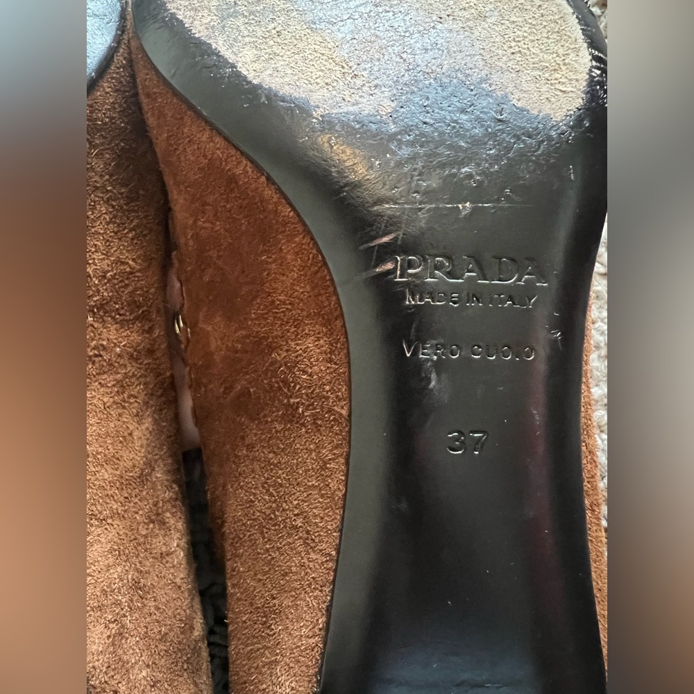 Prada Brown Heeled Loafers - Picture 9 of 10